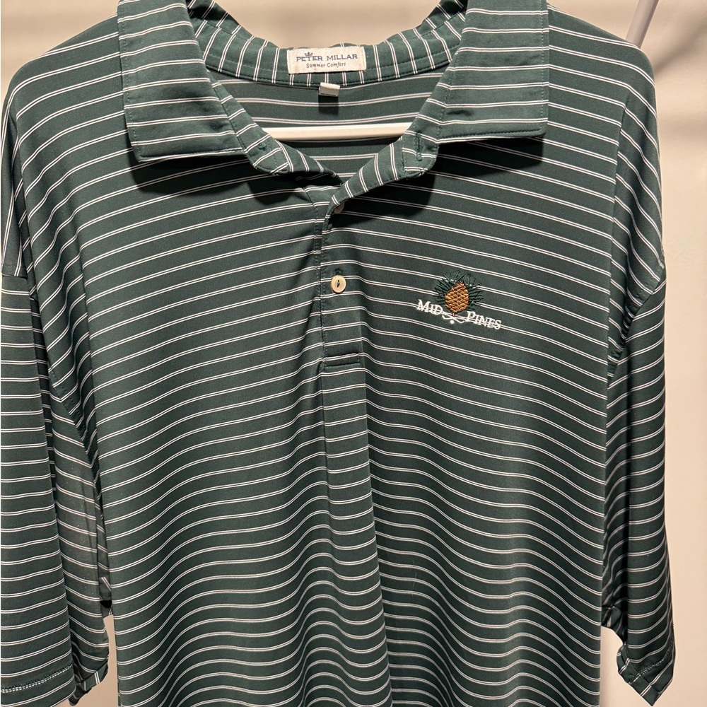 Peter Millar Forest Green Polo with White Stripes